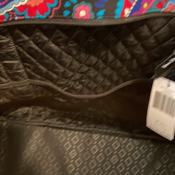 VERA BRADLEY EXTRA LARGE GET GOING BEACH TOTE HANDBAG Black Blue paisley Quilted - Picture 7 of 16